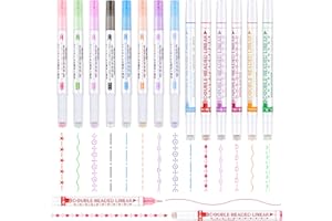 ‎MEETORY Meetory 14 Stück Curve Textmarker Set, Spitze Stifte mit Verschiedenen Formen, Stempelstifte Flair Stifte Feine Spitzen 13 Farben Highlighter Pen für Scrapbook, Journaling, Planer, Büro