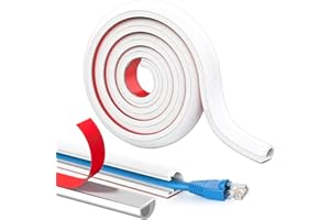 LYAI 2M White Cable Trunking Self Adhesive Cable Trunking for 1 Electric Cables, Mini Soft PVC Side Opening Wire Covers for Wall Flexible 8 * 7mm D-Shape Conduit Trunking for Hide Wires On Wall