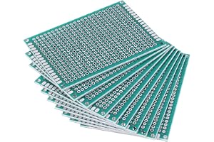 Double Sided PCB Prototype Board, 5x7 cm, 432 Holes | 10 pack, 1.6 mm thick, 2.54 mm pitch, 1.0 mm hole diameter, soldering projects, school lab, factory use