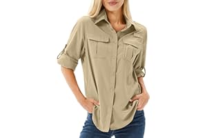 yeyity Chemisier pour femme, respirant, décontracté, protection UV UPF 50, manches longues, séchage rapide, pour randonnée, sport, safari, extérieur
