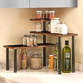 ABJA Kitchen Organizer Rack, Counter Top Organizer, Wooden Corner Shelf, Stand for Kitchen Storage, Spice Rack Organizer, Adj
