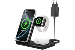 3 in 1 Kabellose Ladestation für Apple Watch und iPhone, WATOE Schnellladegerät für iPhone 17/16/15/14/13/12/11/Pro/Max/Plus, Apple Watch Ultra 3/11/10/9/8/7/6/SE 3, AirPods Pro 3/4/3/2