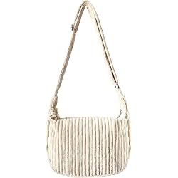 Sac Bandoulière Croissant De Lune En Velours Côtelé Pour Femme - Taille Moyenne, Réglable, Idéal Quotidien