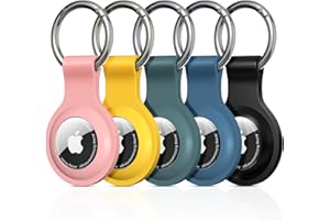 PESTON [5 Piezas] Llavero Airtag, Silicona Funda Airtag, Anti-Perdida Anti-Rasguños Ligero Protectora Funda con Llavero para Localizador Apple Airtags