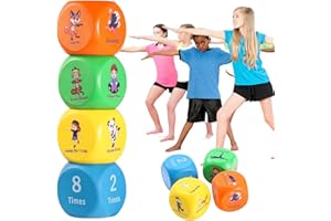 BETTERLINE Fun Fitness Dice for Kids - Children's Workout Dice and Yoga Dice Set - Fitness Exercise Dice Game with Kids Yoga Poses - Childrens Foam Exercise Dice, Great Kids Exercise Equipment - Kids Ages 3+