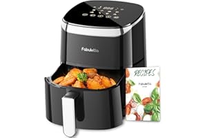 Fabuletta Heißluftfritteuse 4L, 9-in-1 Air Fryer, Max 230℃ Heissluft Fritteusen, Digitalem LED-Touchscreen AirFryer, Rapid Air und Fettentfernungstechnologie, Vorheizen, Shake-Modus (Schwarz)