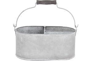 Esschert Design Wiadro z 3 komorami w kolorze szarym z ocynkowanego metalu, rozmiar S, ok. 29 cm x 20 cm x 14 cm