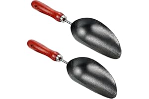 Kunjocy Hand Garden Spade, Garden Scoop Soil Trowel Garden Scoop Soil Shovel Spoons Hand Gardening Scoop Stainless Steel Gardening Scoop for Soil, Fertilizer, Feed Scoop (2)