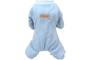 Izefia Sweter dla psa ubrania dla psów polar pies wełniany sweter zima ciepły pot koszula 4 nogi kombinezon piżama skręcany nadruk sweter dla małego psa średni pies kot niebieski S