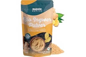 Proszek imbirowy Bio Monte Nativo (500 g) – mielony imbir – proszek imbiru bio – imbir w proszku – delikatnie suszone i aromatyczne przyprawy idealne do gotowania i przyprawiania – intymny aromat i