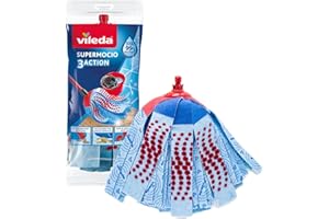 Vileda SuperMocio 3Action Ricambio, Confezione da 1, Adatto per Il Sistema lavapavimenti SuperMocio, per Tutti i Tipi di Pavimento, rimuove Oltre Il 99% dei batteri Solo con Acqua