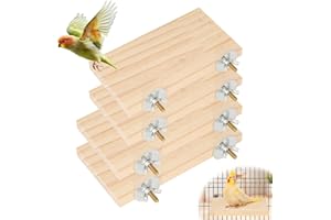aleawol 4 Stück Holzständer für Vögel, 10x19cm Haustier Vogelplattform 8x15cm Sitzstangenplattform Vögel Kletterplattform mit Schraube für Papageienständer Hölzern Zubehör Vogelkäfig