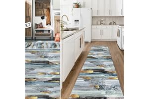 Orumrud Alfombra Pasillo Larga Antideslizante 120x250 cm, Largos Alfombras Cocina de Corredor Lavable Vintage Modernas Poliéster por Metros Alfombras de Pasillo para Sala de Estar Dormitorio, 4