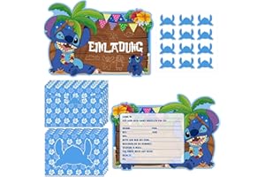Lahe Einladungskarten Kindergeburtstag, Stich Einladungskarten Geburtstagseinladungen Geburtstag Partys für Mädchen Junge Cartoons Birthday Party Einladungen Themenpartys (12 Stück)