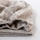 Simple&amp;Opulence - 100% Pure Premium Linen Fitted Sheet, Fitted Sheet for Mattress up to 35 cm Height, 150 x 200 cm, Linen