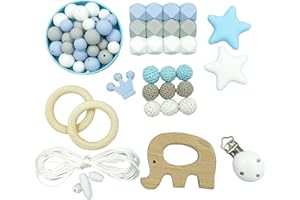 KOJOON Ensemble de Perles de Silicone en Bois Crochet Perles DIY Collier Bracelet Porte - clés Accessoires