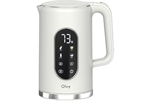 Bouilloire Électrique Olvy 1,7L Inox 2200W – Bouilloire Eau Chaude à Température Réglable avec Maintien au Chaud, Double Paroi et Sécurité Automatique