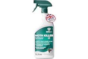 REPELEM 1L Moth Killer Spray - Fast Acting Moth Repellent & Insect Killer, Kills Moths at all Life Stages, Professional Strength Permethrin Spray, Large Clothes & Carpet Moth Treatment