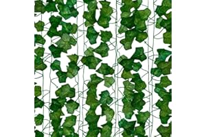 ‎FLAMINGUEO Flamingueo Sztuczna roślina, bluszcz, 12 sztuk x 2 m, dekoracja pokoju, dekoracja wnętrz, dekoracja ścienna, roślina wisząca, sztuczne kwiaty, estetyczna dekoracja