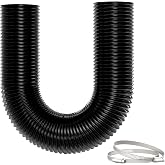 Yrichtra Ventilation Tube 150 mm 5 m Black Aluminium Flexible Pipe 5 Layers Silent and Heat Resistant with Clamps for Portabl