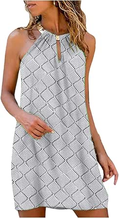 Lishirong Metall Hängendes Hals Trägerloses Kleid für Frauen Party Club  Nacht Bequeme Kleider Strand Sommerkleid Sommer Loses Hemdkleid :  Amazon.de: Bekleidung
