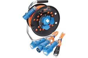 KALLE DAS KABEL Kabeltrommel Camping CEE-Campingkabeltrommel Wohnmobil-Kabeltrommel H07BQ-F 3G 2,5mm² EXTREME SIGNAL 25 Meter Kabeltrommel + Anschlussleitung 1,5m + Adapterleitung