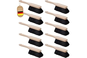 Novaliv 10 STÜCK KUNSTBORSTEN SCHWARZ Handfeger Holz Besen weiche Borsten geeignet für Kehrgarnitur Camping Handfeger Auto Besenbürste Schneebesen Auto Hand Brush Handbesen Holz Kehrblechbesen