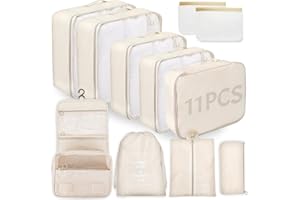 WECUTE Organizer Valigia 11 Pezzi, Organizzatori Valigia Viaggio, Organizzatore per Valigia per Vacanze e Viaggi, Organizzatori Viaggio Set (Khaki)