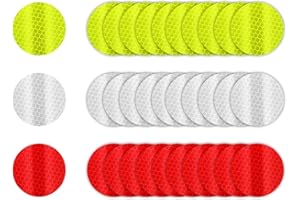 FEZTGVOFA 30 Pcs Safety Reflective Stickers, Round Reflective Tape, Night Warning Reflectives Stickers, 5 cm Waterproof Reflector, Self-Adhesive Bicycle Reflectives Tape Sticker, for Vehicle