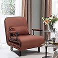 CASART. Folding Sofa Bed, 3-in-1 Convertible Recliner Chair with Pillow and Caster, Indoor Single Sleeper Guest Bed Lounge Futon Couch for Home Office Bedroom Living Room (Coffee)