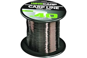 KINGCARP KING CARP - 1200m Bulk Spools of Carp Mono of Extra Strong Monofilament Carp & Specimen Coarse Fishing Line (MURKY BROWN) - Comes in 10, 12, 15 & 20lbs Breaking Strains