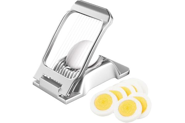 Newpop äggskivare av robust aluminium, isskärningsverktyg individuellt fastspända skärtrådar, diskmaskinssäker och lätt att rengöra, äggdelar för ägg, kiwi, jordgubbar, mjuk mat