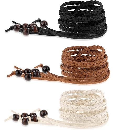LUMoony Taillengürtel Damen 200cm | Geflochtener Gürtel Mit Quaste & Kettendetail