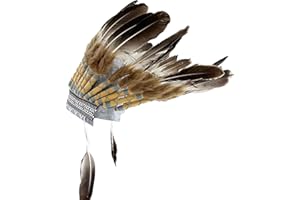 Sonhomay Gorro indio de plumas nativo americano, diadema india de plumas para cosplay, accesorios para el cabello para la fiesta de carnaval