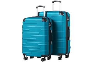 COOLIFE Hartschalen-Koffer Rollkoffer Reisekoffer Vergrößerbares Gepäck (Nur Großer Koffer Erweiterbar) ABS Material mit TSA-Schloss und 4 Rollen