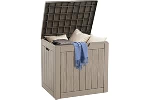 DRATO 30 Gallon Deck Box, Waterproof Resin Large Outdoor Storgae Box for Patio Furniture, Patio Cushions, Gardening Tools, Pool and Sports Supplies, Lockable,Grey