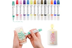Scentoria 14 Stück Wachsstifte für Kerzen, Kerzen Bemalen Set 14x10 ml Kerzenstifte, Keramik Bemalen Set, Kerzen Selber Machen Set, Candle Pen, Kerzenstifte zum Verzieren （Perlglanz）