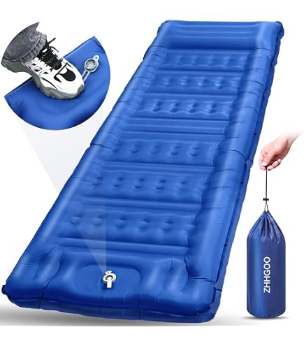 Matelas Auto-Gonflant 2 Personnes – Ultra Léger 1,5 Kg, Pompe à Pied, Étanche, 196x125x10 Cm – Camping, Rando