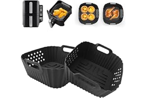 BHHTBB Moule Silicone Air Fryer pour Ninja Double Stack 7,6 l SL300EU, Plat Silicone Air Fryer Ninja Accessoires, Sans BPA, Réutilisable à la Place du Papier Sulfurisé, Gris