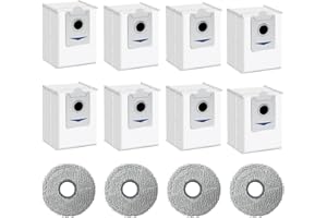 Yeerain Lot de 12 Sacs D'aspirateur Accessoires pour Ecovacs Deebot X2 Omni, 8 Sacs à Poussière 3L Grande Capacité Sac Aspirateur + 4 Pièces de Rechange Essuées Lavables