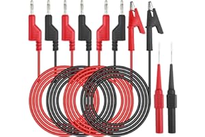 Nicrulp Krokodilklemmen Mit Kabel + Prüfsonden, Messspitzen Multimeter, Bananenstecker, Messleitung, Messleitungen, Krokodilklemme, Prüfspitzen Stecker, für Digital Multimeter Elektrische Prüfung