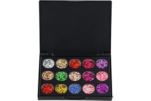 Dewocke Brillant Palette d'ombres à paupières 15 Couleurs - Fard à Paupières Glitter Métallique Sequins, Hautement Pigmenté, Résistance Longue Durée et Imperméable à l'Eau pour la Fête et la Scène