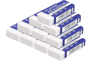iwiio 10Pcs Eraser Multipack - Classic Latex Free Plastic Rubber Pencil Erasers for School, Office, Kids, Adults Art - White