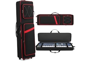 BOSSTIN 88-Tasten-Keyboard-Tasche mit Rollen, Innengröße: 134,6 x 38,1 x 17,8 cm, wasserdicht, gepolstert, Rolling Gigbag, Keyboard, Klaviertasche für 88 Tasten Klaviertastatur (rot)