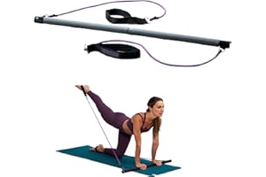 Gaiam Restore Pilates Bar Reformer Kit - Home Fitness Equipment for Total Body Workout - Includes Bar, Two 30-Inch Resistance Band Cords with Attached Foot Strap Loops - Exercise Guide Included
