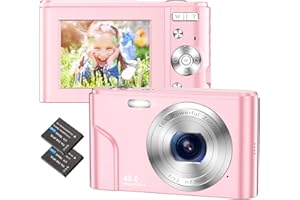 UMIPYIZA Compactas Cámaras Digitales, 1080P 48MP HD Camara Fotos 2,4 Pulgadas Recargable Cámara con Zoom 16X Camara Compacta para Principiantes,Niño,Adulto(Rosado)