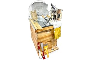 UK BEST BRANDS Bee Hive Starter Kit | Premium Beekeeping Full Set Up | 16 Frame Beeswax Coated Beehive, bee smoker, bee suit & standard beekeeping equipment. Bee Keeping Gifts |