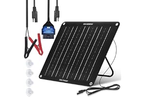 ECO-WORTHY 10 W uppdaterad solcellsbatteriladdare 12 V, monokristallin solmodul underhållsladdning, solcellsladdare med hållare och kablar för husvagn, bil, båt, motorcykel