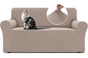BellaHills Funda Elástica para Sofá,Fundas de Sofa Ajustables 2 plazas,Protector Sofa Gatos Arañazo y Perros Mascotas,Caqui