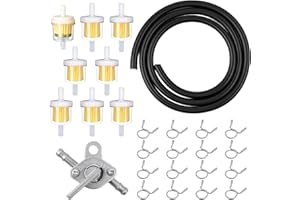 DIANFEN Motorcycle Inline Fuel Filter Kit - Diesel Heater Fuel Line Kit includes Φ5mm fuel line hose(1M) & fuel filters & fuel tank switch & hose clamps, Gasoline Filter Kit for Car Truck Scooter Motorcycle